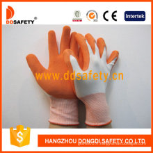 Nylon / Polyester Liner Latex Crinkle / Latex Foam Glove-Dnl212